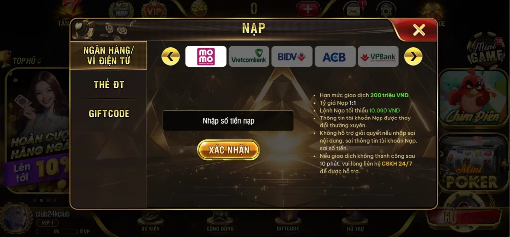 Nạp Thẻ 24Kclub